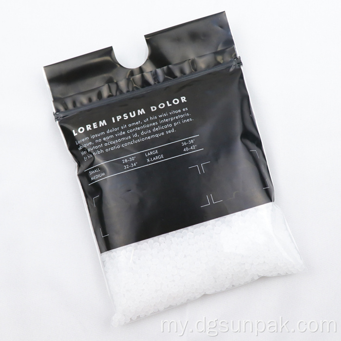 ကြည်လင်သော 0 င်းဒိုးနှင့်ချိတ်နှင့်အတူ zipper ထုပ်ပိုးအိတ်